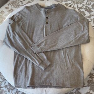 Hanes Beefy Classic Tan/Beige‎ Long Sleeve Henley for Men Size Large